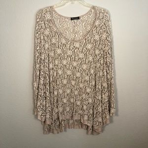 Surrealist Floral Pucker Lace Cream Tunic